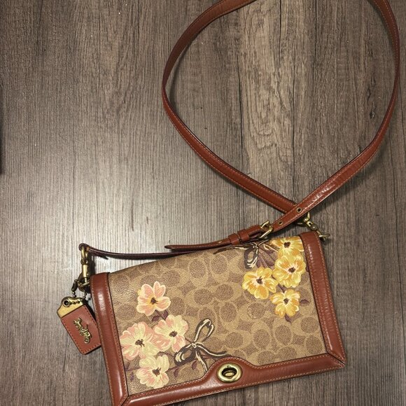Coach 54652 Prairie Signature Riley Tan Rust Crossbody Bag - Picture 6 of 8